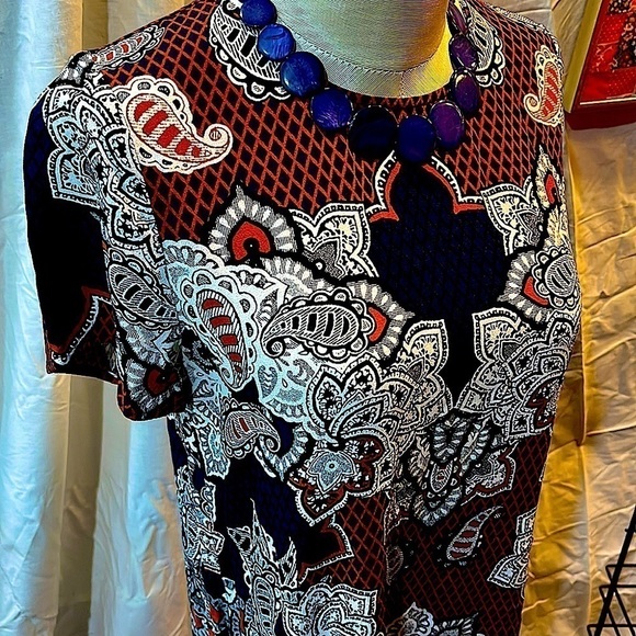 EXPRESS PAISLEY PRINT MIDI DRESS - Picture 2 of 5